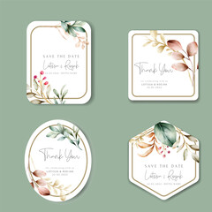 handdrawn watercolor floral label collection