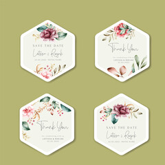 handdrawn watercolor floral label collection