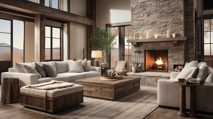 Rural living room featuring a rustic, natural ambiance
