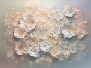 Romantic flower garlands are beautifully placed in a pastel color theme