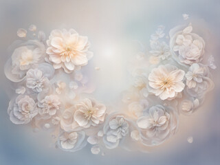 Romantic flower garlands are beautifully placed in a pastel color theme