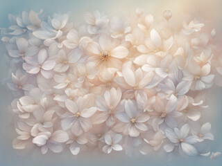 Romantic flower garlands are beautifully placed in a pastel color theme