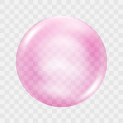 Vector big translucent light pink sphere on transparent background