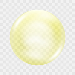 Vector big translucent light yellow sphere on transparent background