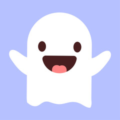 Vector flat design halloween ghost on white backhround