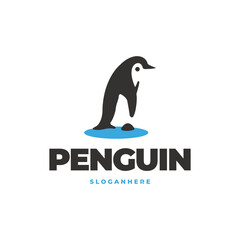 penguin cute modern logo vector