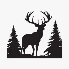 silhoutte deer vector icon