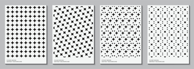 Cover design with a set of curved geometric patterns. Background with space for your text. Ideas for magazine covers, brochures and posters. Vector illustration.