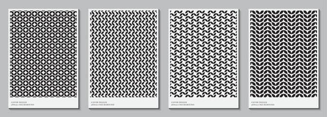 Collection of covers design templates with Bauhaus geometric backgrounds. Monochrome graphics. Ideas for magazines, brochures and posters. Vector Illustrator EPS.