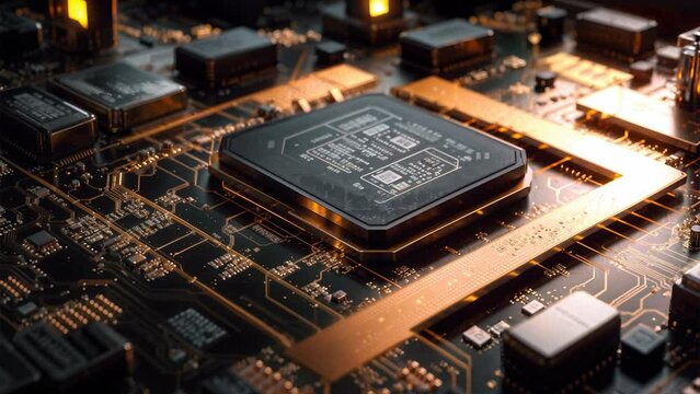 Computer cpu circuit chip technology AI zoom in
