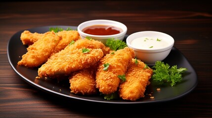fried chicken nuggets with sauce