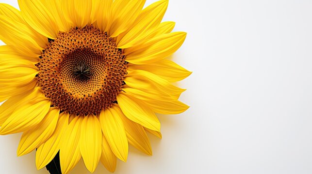 Portrait beautiful sunflower on the white background Ai Generative