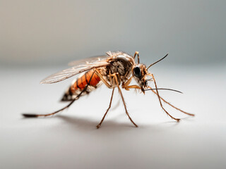 Dengue mosquito known as Aedes aegypti, is a small, dark-colored insect. - obrazy, fototapety, plakaty