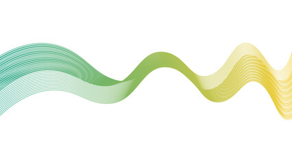 Fine vector green and yellow gradient wave isolate on white background
