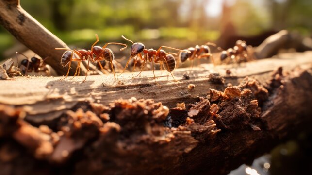Ants forming a cooperative bridge, showcasing teamwork and unity
