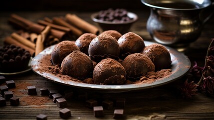 chocolate truffles and coffee  