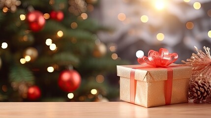 Fototapeta na wymiar Christmas banner with Christmas decorations, gift boxes