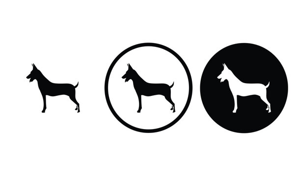 dog icon black outline for web site design 
and mobile dark mode apps 
Vector illustration on a white background