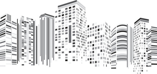 Cityscape, Building perspective, Modern building in the city skyline, city silhouette, city skyscrapers, Business center, illustration in flat design. - obrazy, fototapety, plakaty