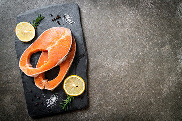 fresh raw salmon fillet steak