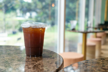 americano coffee on table in coffee shop