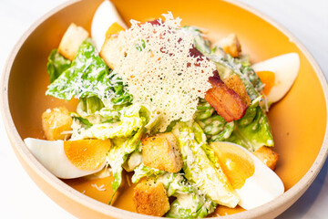 fresh vegetable with boiled egg caesar salad