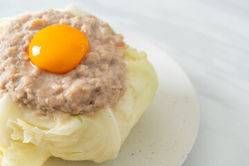 steamed cabbage stuffed minced pork and egg yolk