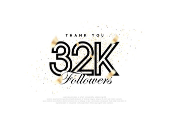 Black 32k followers number. achievement celebration vector.