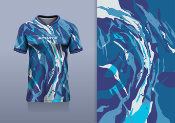 Tshirt mockup abstract grunge sport jersey design for football soccer, racing, esports, running, blue color