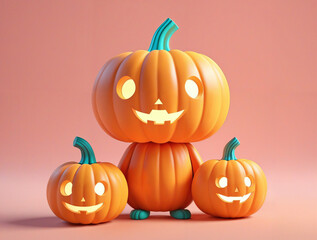 halloween Kawaii Adorable 3D Character of pumpkins Adorable 3D Character of pumpkins zombie
