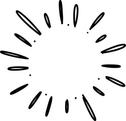 Doodle sketch style of Starburst, sunburst,  Element Fireworks Black Rays. Comic explosion effect. Radiating, radial lines. cartoon hand drawn illustration for concept design.  - 661695683