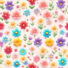 seamless pattern. Cute pattern in 3D small flower. bright fun candy pastel flower color. Ditsy floral background. The elegant the template for prints.