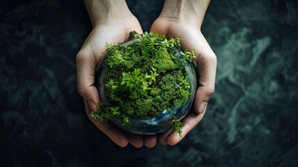 Naklejka na ściany i meble Hand holding globe. Environment concept eco earth day.