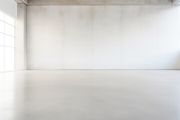 Empty concrete room with white open space for minimalistic interior design concept - obrazy, fototapety, plakaty