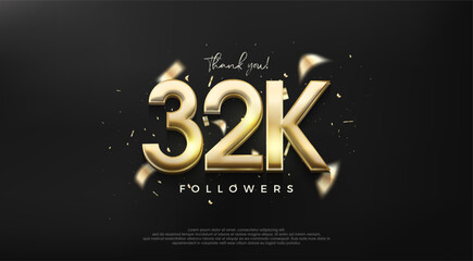 Shiny gold number 32k for a thank you design to followers.