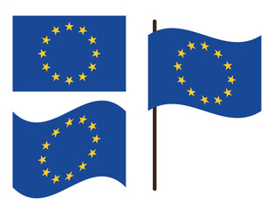 Original and simple Europe national flag (EU), Flag of the European Union isolated vector.