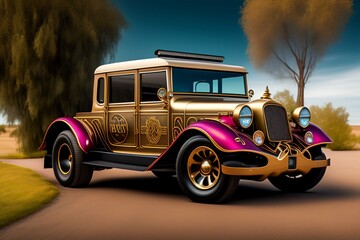 Ribbon, Steampunk Car, Off-Road, My Passion, Inspired by Robert J. Brawley, Auto-Destructive Art, Vehicle, Vintage, Retro, Antique, Transportation, Creative Concept, Unconventional, Fantasy, Whimsical