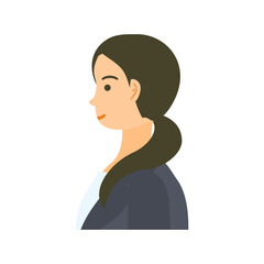 女性会社員の横顔。フラットなベクターイラスト。 A female office worker's profile view. Flat designed vector illustration.