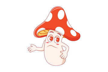 Cute Mushroom Character Design Illustration