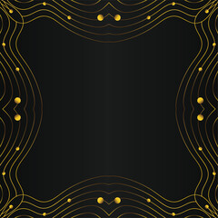 luxury abstract gold line frame decoration on black background design 