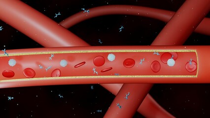 Ethanol absorption inside of blood vessel 3d rendering - obrazy, fototapety, plakaty