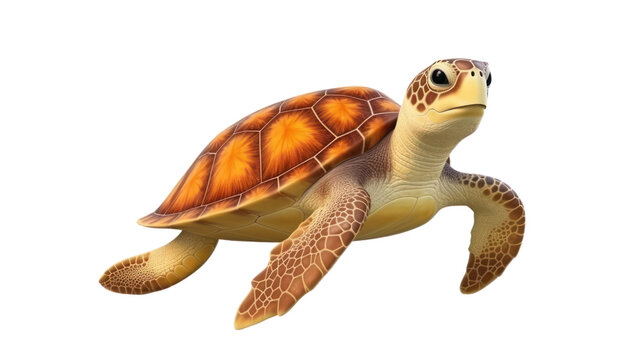 3D render of turtle on the transparent background