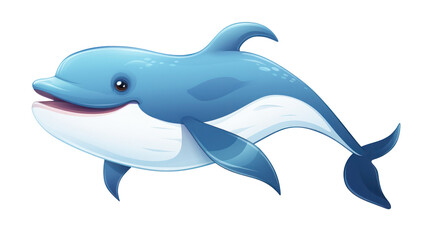 Cartoon of whale on the transparent background