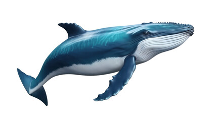 3D render of whale on the transparent background