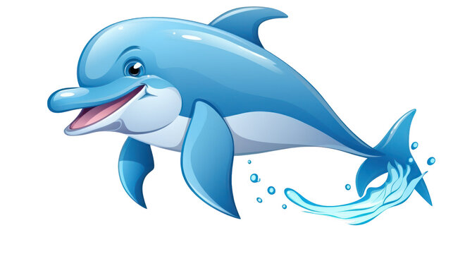 A cartoon of a dolphin on the transparent background