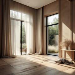 Modern style room covered in light brown tones.