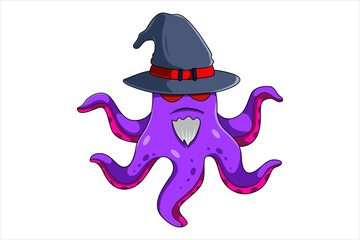 Halloween Octopus Character Design Illustration
