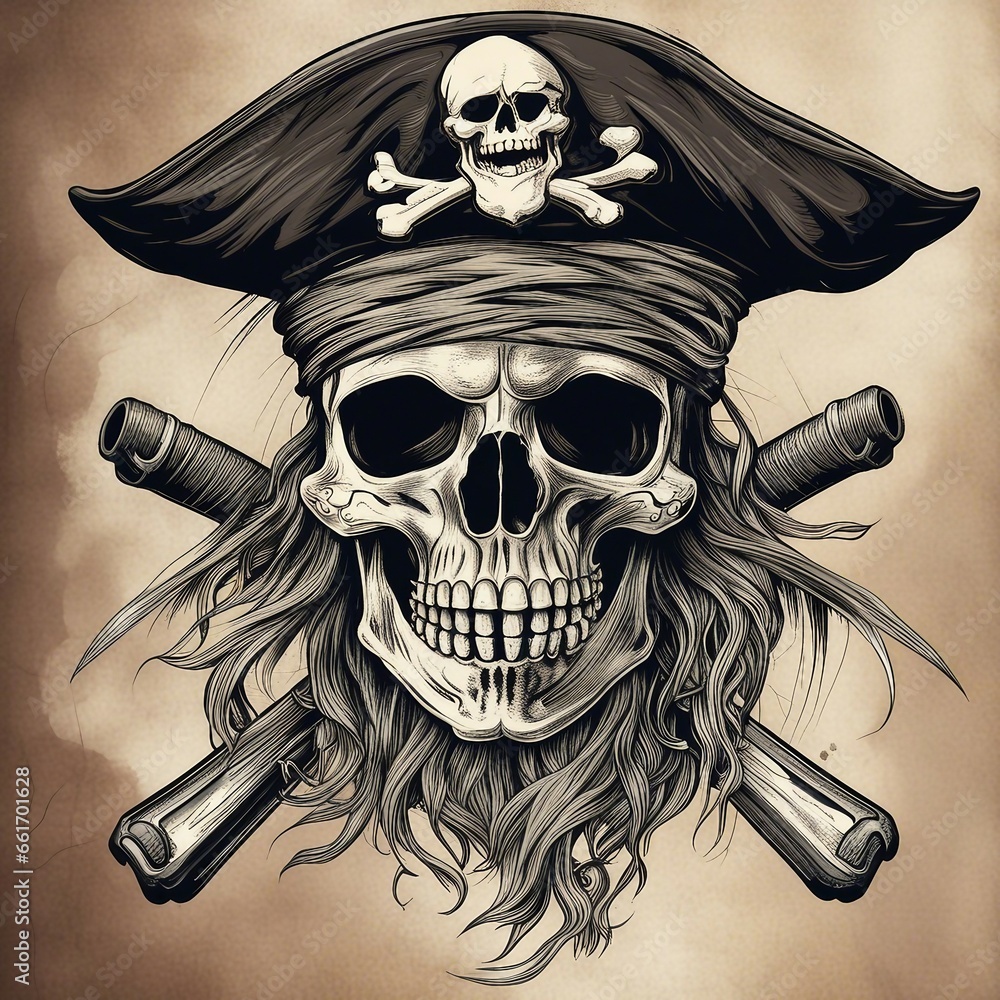 Wall mural pirate skull illustration