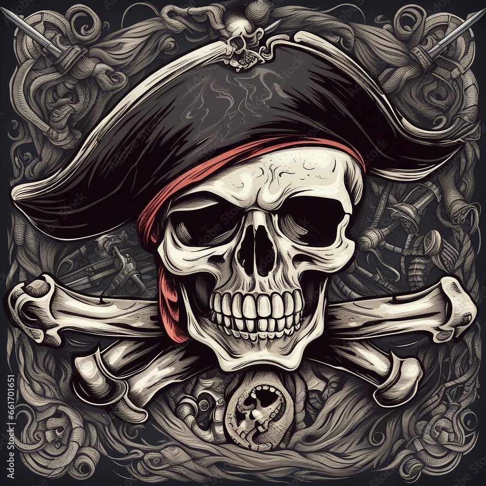 Wall mural pirate skull illustration