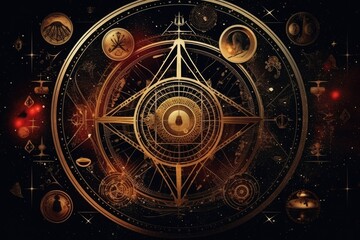 Abstract background with elements of alchemy and occultism  - obrazy, fototapety, plakaty